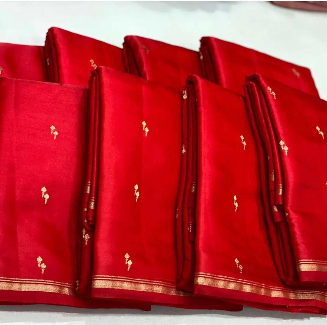 Semi crepe red saree
