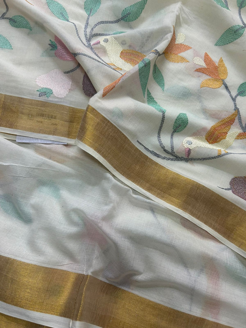 Cotton thread work saree
