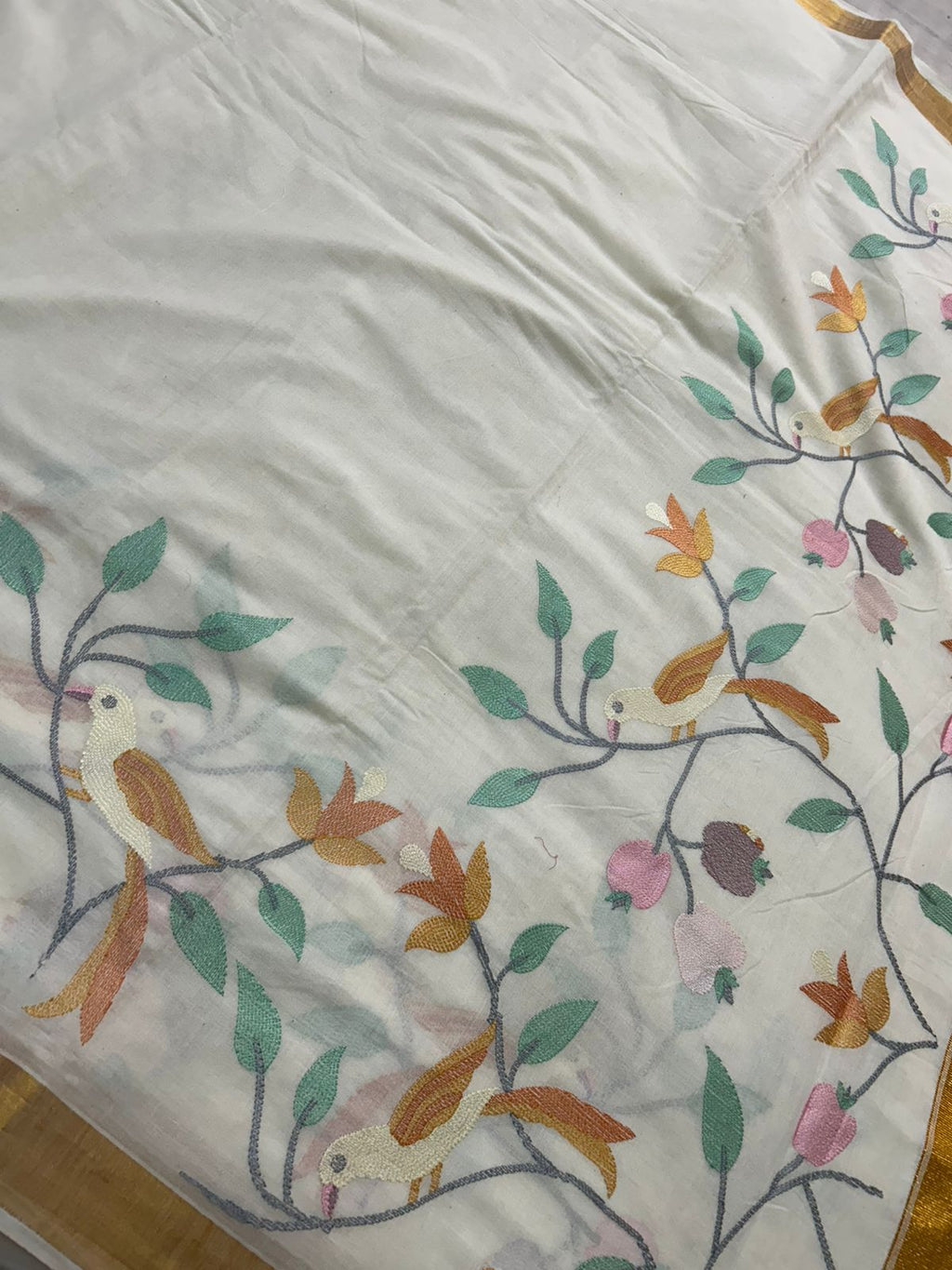 Cotton thread work saree