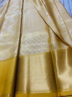 Tissue semi silk saree - Golden yellow