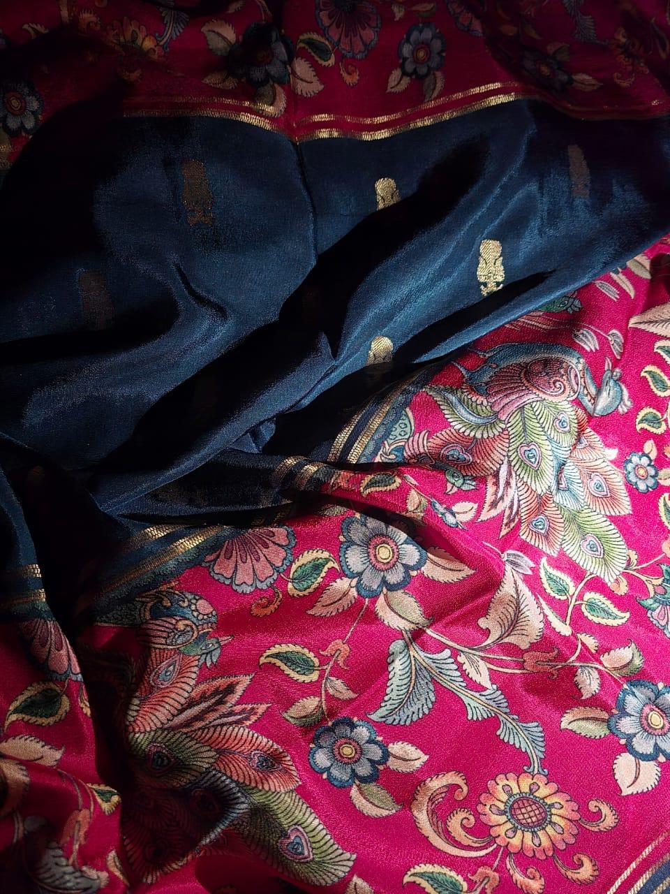 Soft crepe silk Kalamkari printed saree